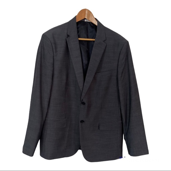 Men’s Calvin Klein Grey Blue Suit Coat Size XLarge New